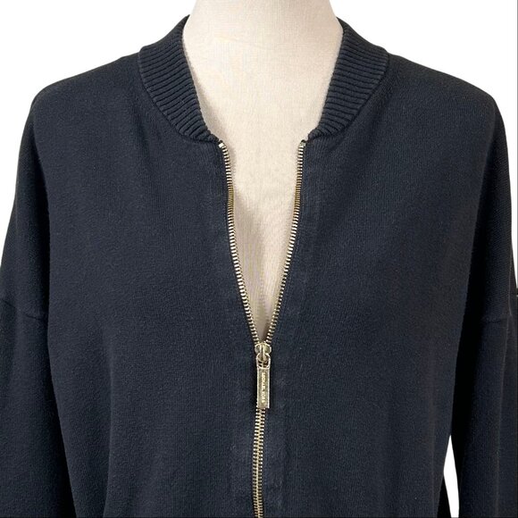 Michael Kors Black Cotton Viscose Full Zip Soft Sweater Size XL - Picture 4 of 10